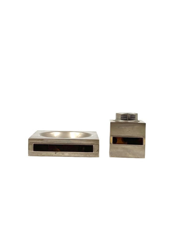 Image 1 of Tischraucher-Set, Aschenbecher und Tischfeuerzeug, Italien 1970