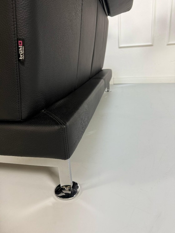 Image 1 of Brühl Moule Sofá Piel Negro Función Dormir Pieza de Exhibición