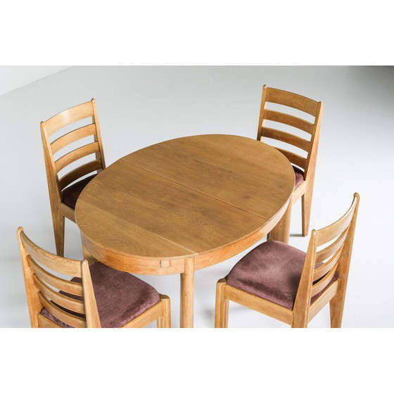 Image 1 of Vintage oval rationalist oak dining set, Low Countries 1920