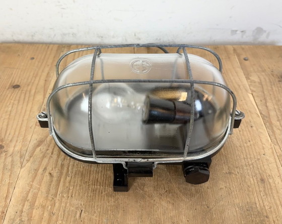 Image 1 of Industrial Brown Bakelite Wall Light with Clear Glass, 1960s