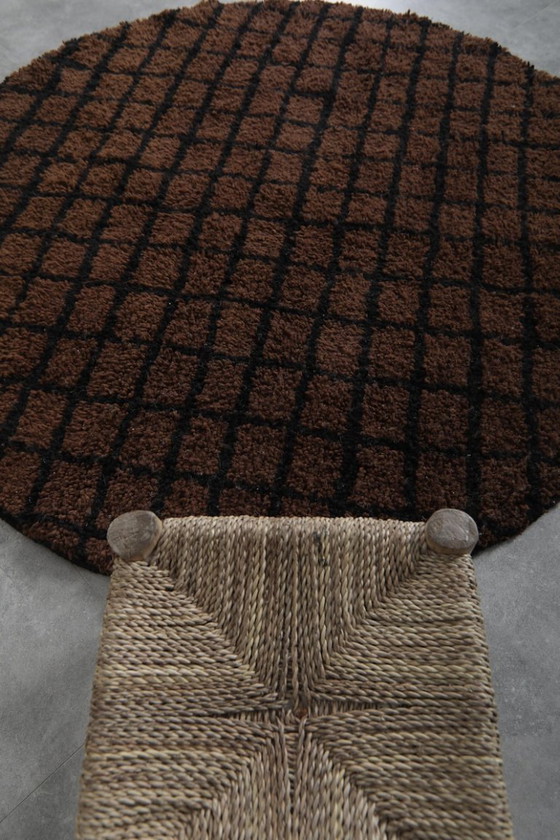 Image 1 of Bruin Marokkaans rond tapijt 200 cm