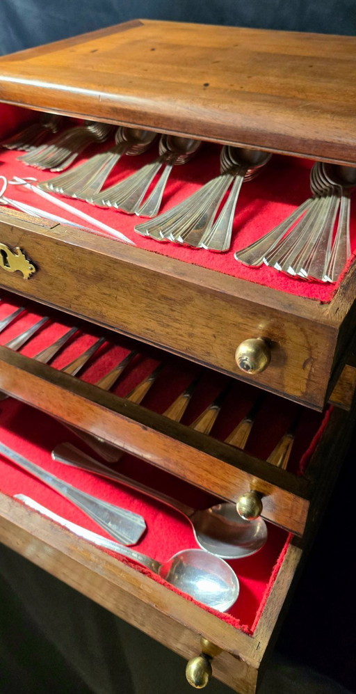 Christofle "Boréal" silver-plated household set 149 pieces in box