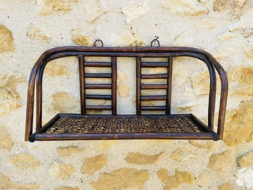 Vintage wandplank van bamboe en rotan uit het midden van de 20e eeuw, jaren 60.