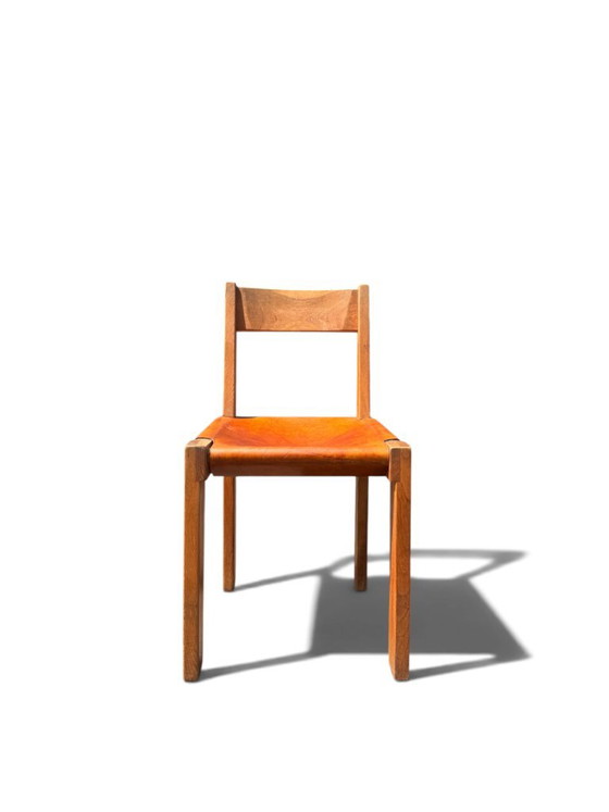 Authentic Pierre Chapo S24 Brutalist Chair - Solid Elm & Leather – Dining chairs (photo 6 of 16)