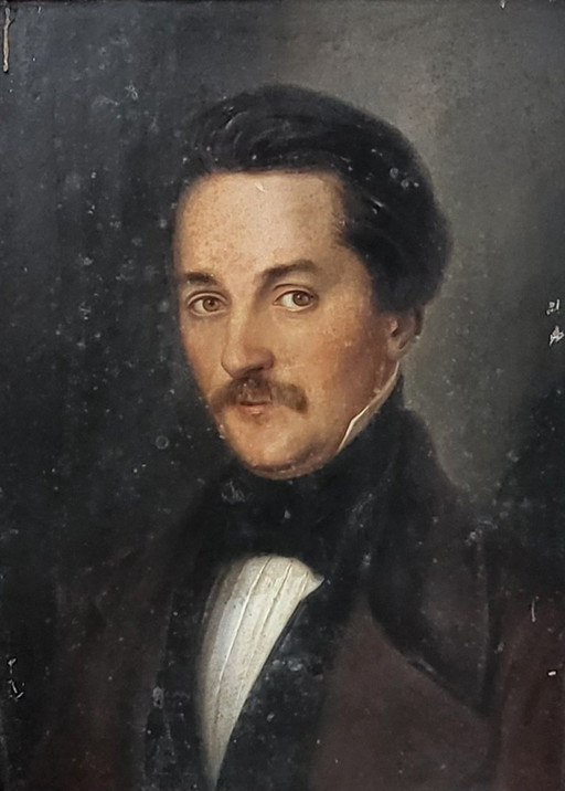 Porträt eines jungen Mannes aus dem 19. Jahrhundert, Ölgemälde, gerahmt