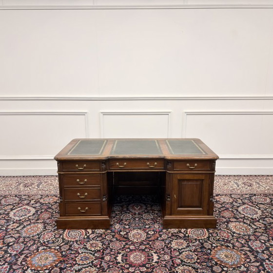 Classic English Chesterfield Desk with Modesty Panel – Leather, Wood (photo 4 of 21)