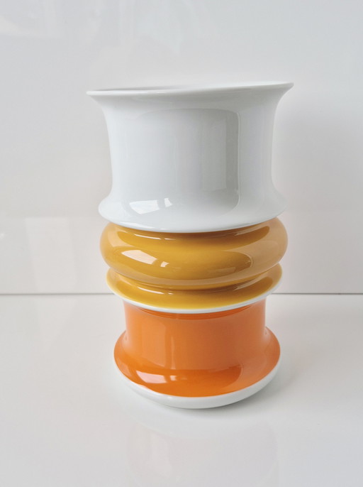 Thomas Rosenthal Vase orange yellow white 1960 Mid Century