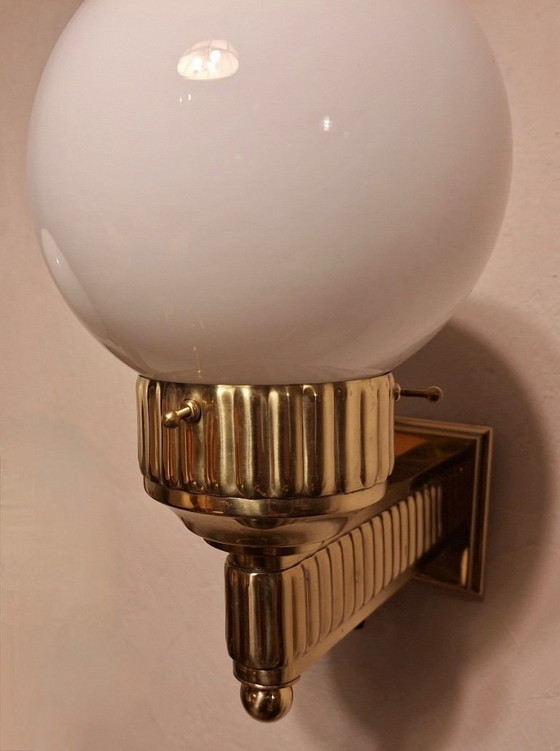 Astoria Art Deco wandlamp van messing en glas, ontworpen door Josef Hoffmann – WOKA, Wandlampen (photo 4 of 9)