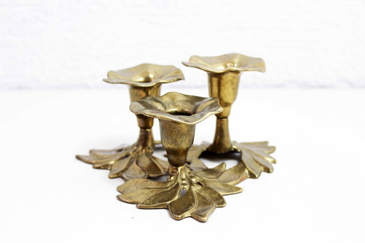 Flower candlestick in brass 1960