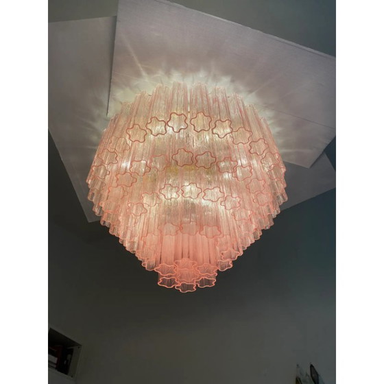 Image 1 of Plafonnier en verre de Murano rose « Tronchi »