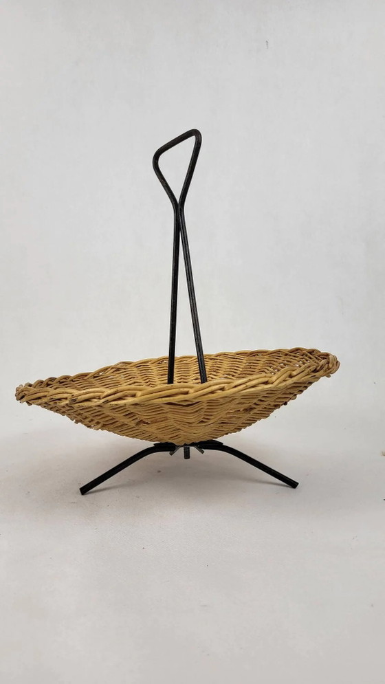 Vintage rattan and metal basket 1960's – Crockery, Wicker (photo 3 of 7)