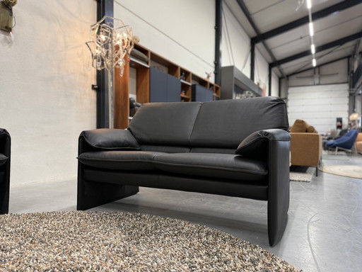 Leolux Bora Beta Sofa Set Black Leather 2.5 & 2 Seater Sofa