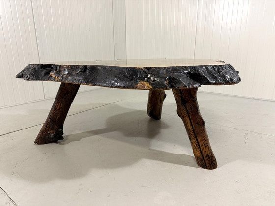 Image 1 of Frank Armich large tree trunk coffee table Canada 1970's