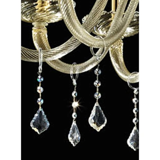Image 1 of Prunkvoller venezianischer Kronleuchter im imperialen Stil mit goldverziertem Muranoglas
