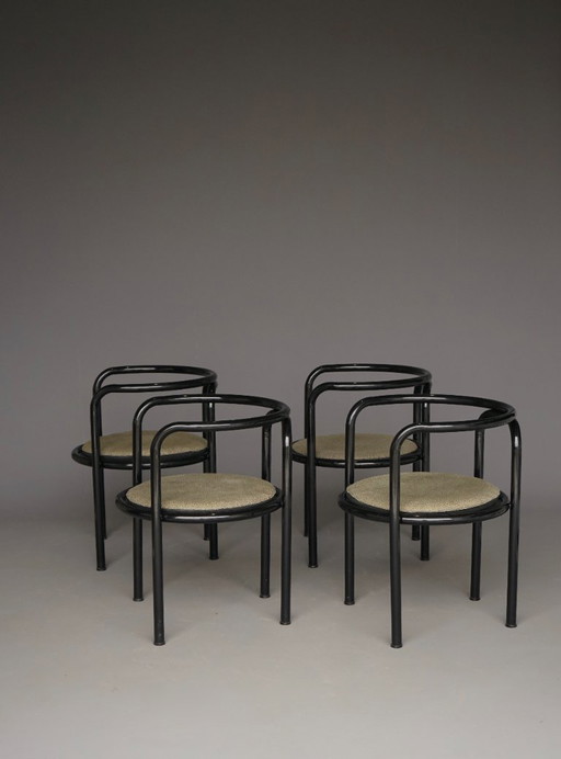 Set van 4 zwarte 'Locus Solus' stoelen van Gae Aulenti voor Poltronova, jaren 60