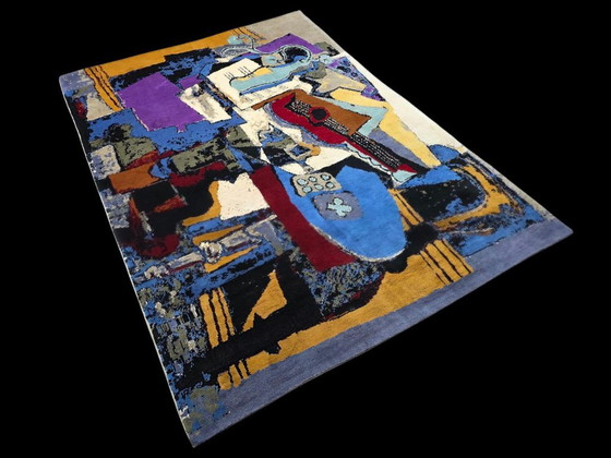 Alfombra de lana anudada a mano – Arte cubista de la guitarra de Pablo Picasso, 260x190cm – Wool (photo 3 of 10)