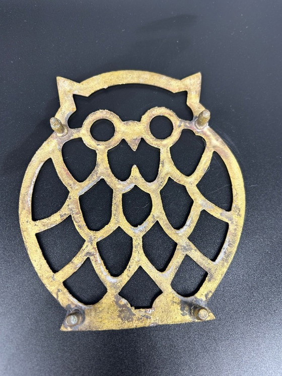 Image 1 of brass owl trivet