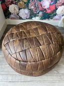Vintage leather patchwork pouf