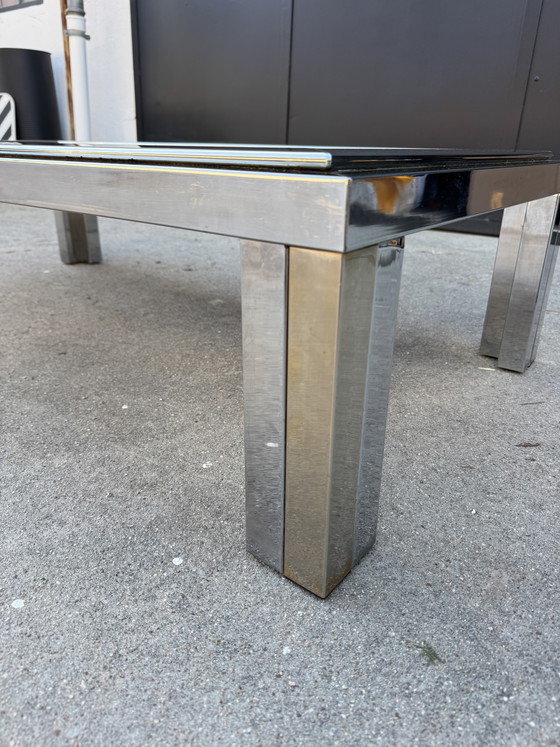 Image 1 of Chrome and smoked glass coffee table, 1970s