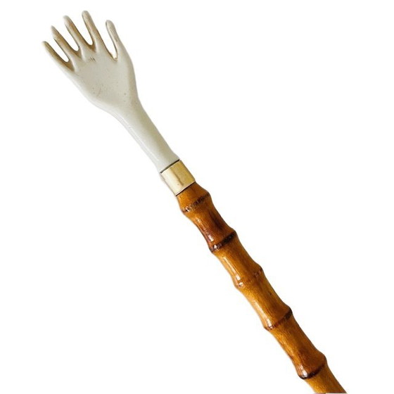 Image 1 of Grattoir à dos vintage français du milieu du siècle, en résine imitation bambou, années 1960