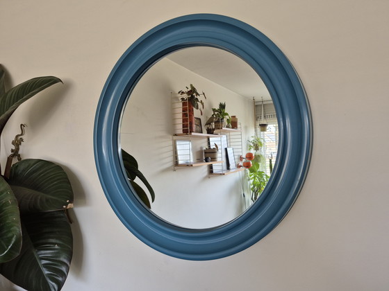 Image 1 of Carrara & Matta Mirror: Vintage XL Round Mirror Blue