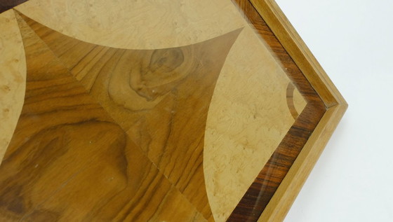 Image 1 of beautiful art déco TRAY marquetry from different types of wood 1920s 1930s serving tray