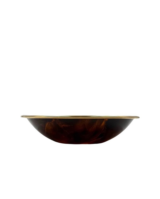 Image 1 of Hollywood regency brass and tortoiseshell lucite bowl / centerpiece, Italy 1970s