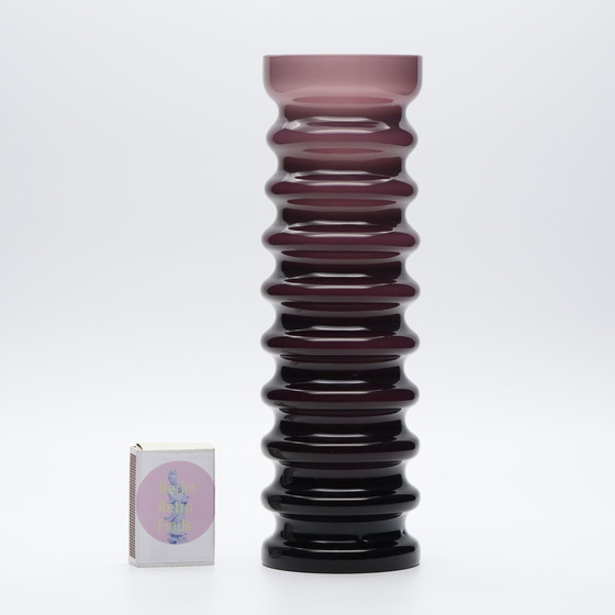 Image 1 of Karl Friedrich Kristallglaswerk Set de vases en verre ciselé avec boîte à couvercle et faucon MCM