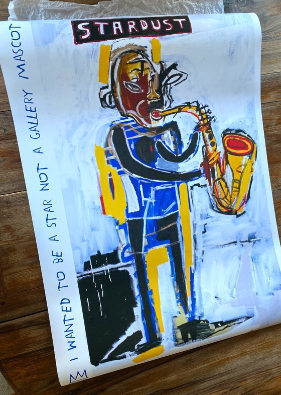 Image 1 of De saxofonist – Sterrenstof – Jean-Michel Basquiat 1983 – Poster A1 = 59,4 x 84,1 cm