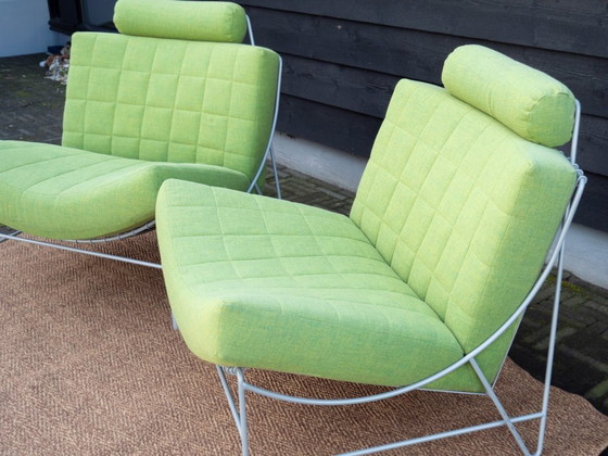 Image 1 of Leolux Volare Fauteuils | 2x Appelgroen | Stof design