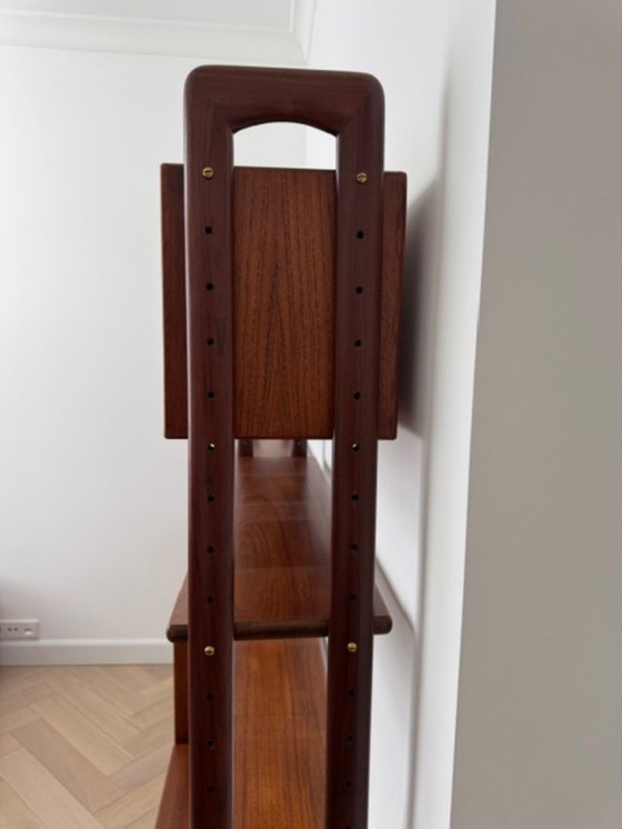 Image 1 of Modular and adjustable Danish modern teak bookshelf with brass details by Kurt Østervig for KP Møbler Denmark 1960s