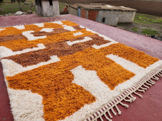 Tapis Beni Ouarain 300x200 cm – Laine épaisse, motifs berbères ocre & écru, – Coton, Bohemian (photo 10 of 11)