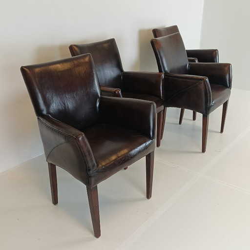 Bellissime sedie da pranzo in pelle di pecora (set di 4 sedie)