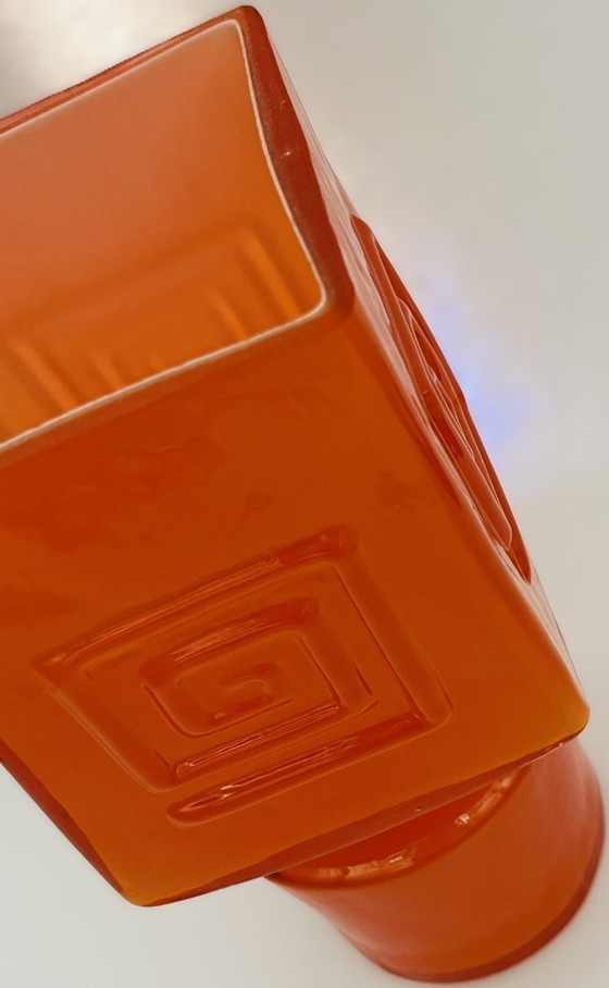 Image 1 of Retro Fans - Vaas - Jaren 60 - Fel Oranje -Fåglavik Glasbruk -Zweden