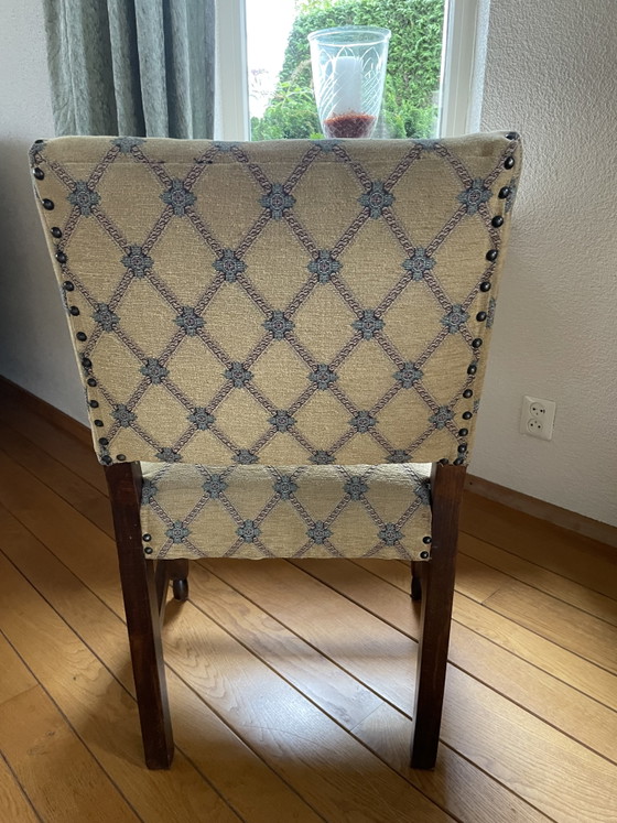 Antique oval table with chairs – Dining set, Textile, Wood (photo 6 of 9)