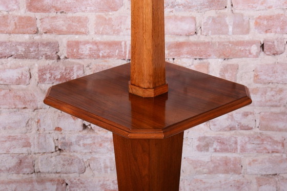 Lampada da terra Art Déco restaurata, noce, nuova elettrificazione, ceca, anni '20, Illuminazione, Tessile (foto 10 di 10)