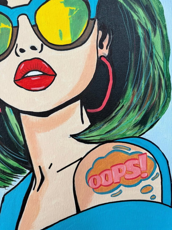 Aurora Konisgberg - She Knows Oops - Artist's Painting Under Glass – Paintings & Drawings, Canvas (photo 3 of 10)