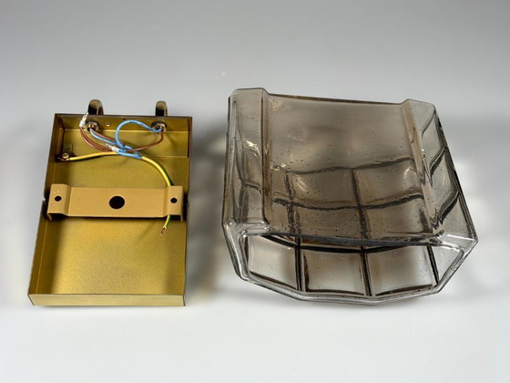 Image 1 of 60er 70er Jahre Wandlampe Wall Sconce Glashütte Limburg Germany Glas & Metall