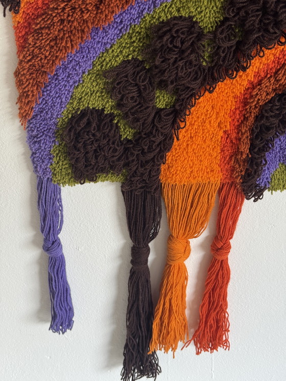 Image 1 of Vintage seventies geknoopt wandkleed 