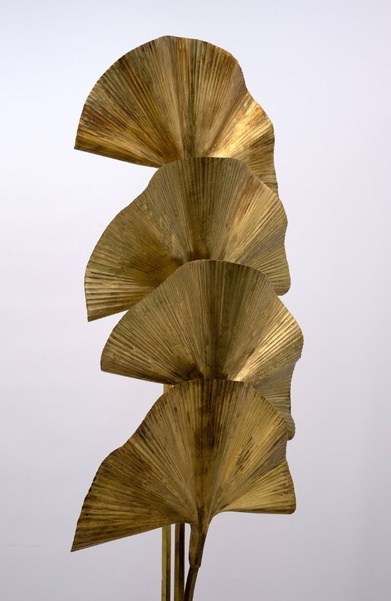 Image 1 of Tommaso Barbi Mid-Century Modern Italian Brass Floor Lamp "Ginkgo", 1970s
