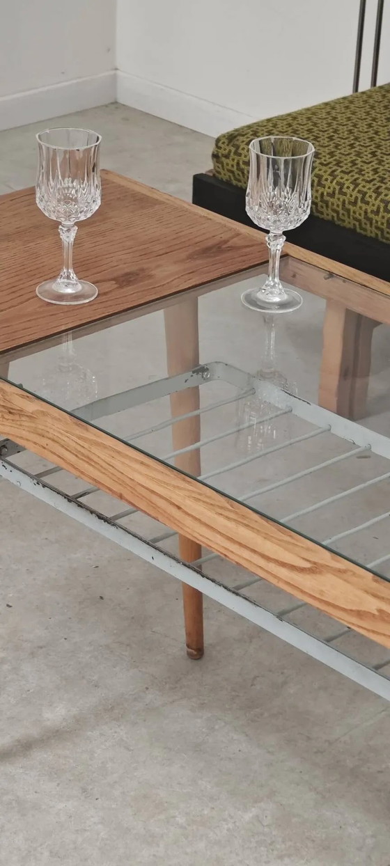 Wood, metal and glass coffee table by Jitona 1960 – polished steel, Mid Century Modern (photo 16 of 16)