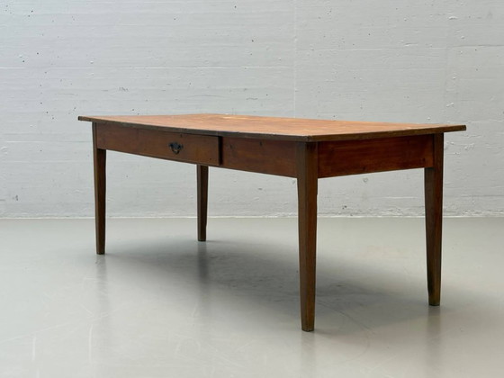 Image 1 of Farmhouse wooden table made of solid softwood, 1960s