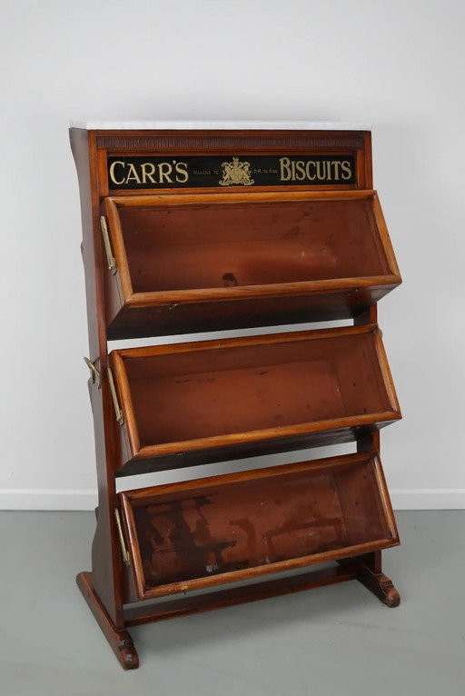 Victorian Carr's Biscuits display cabinet/shop cabinet in hardwood, 19th century