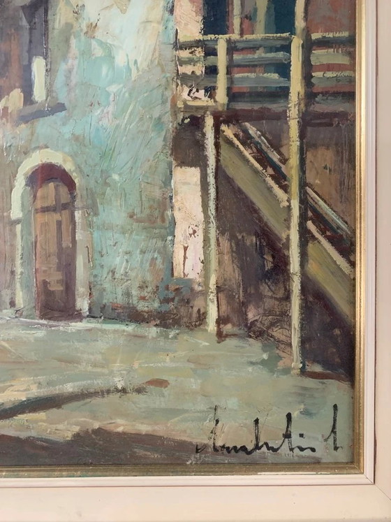 Peinture à l'huile sur toile de Lamberto Lamberti, années 1950, Peintures et dessins (photo 3 sur 3)