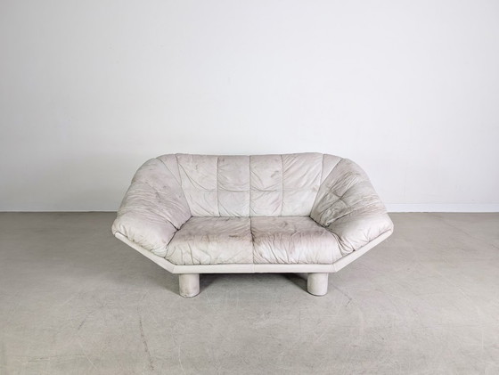 Image 1 of Vintage sofa couch dupe Burkhardt Vogtherr leather two-seater