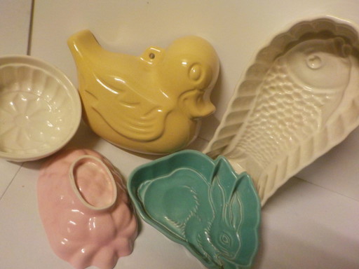 5 moldes de pudín vintage