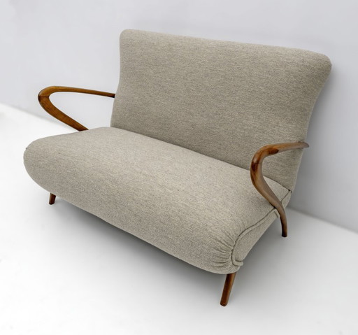 Mid-Century Modern Italian Bouclè Settee, 1950s