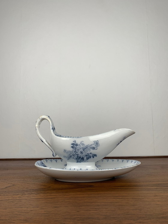 Image 1 of Sarreguemines U&C Flore Model Sauceboat, 19th Century