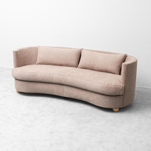 Vintage Curved Sofa in Brown Fabric – 70s Italian Modernariato Design
