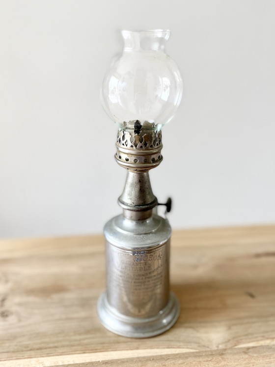 Image 1 of Antique French Pigeon Oil Lamp · 19th Century · Pewter · Original Glass Globe · Genuine Guaranteed